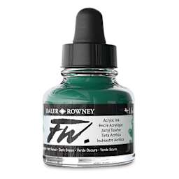 Daler-Rowney FW Acrylic Water-Resistant Artists Ink - 1 oz, Dark Green side