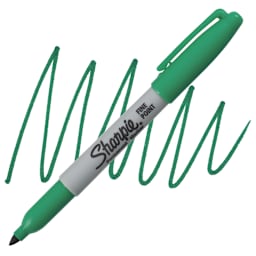 Sharpie Fine Point Permanent Marker - Green marker and swatch