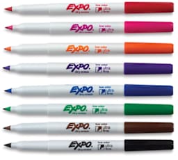 Expo Ultra-Fine Tip Dry Erase Markers - Set of 8, Assorted Colors (contents with caps off)