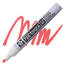 Sakura Pen-Touch Paint Marker - Medium Tip, Fluorescent Red marker and swatch