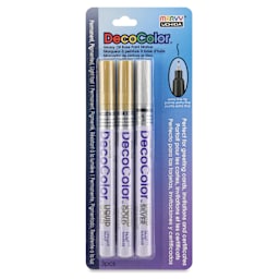 Decocolor Paint Markers - Set of 3, Metallic Colors, Extra Fine Tip