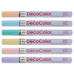 Decocolor Paint Markers - Set of 6, Pastel Colors, Fine Tip, contents