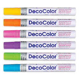 Decocolor Paint Markers - Set of 6, Hot Colors, Broad Tip