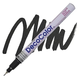 Decocolor Paint Marker - Black, Extra Fine Tip marker and swatch