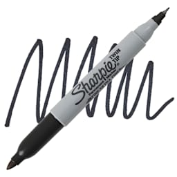 Sharpie Twin-Tip Marker - Black marker and swatch