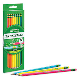 Dixon Ticonderoga Neon Pencils - Set of 10 packaging with a selection of pencils