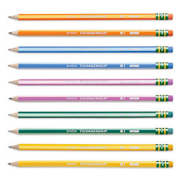 Ticonderoga No. 2 Striped Pencil - Assorted, Pkg of 10, pencils laid out