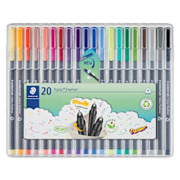 Staedtler Triplus Fineliner Pen - Set of 20, Assorted Colors, packaging
