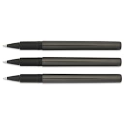 Uni-Ball Deluxe Rollerball Pens - Gunmetal, Micro Tip, 0.5 mm, Set of 3, cap off
