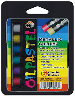 Niji Oil Pastel Set - Front view of 6 pc Metallic set
