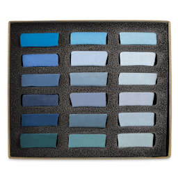 Great American Handmade Pastel Set - Half-Sticks, Try Me! Blue, Set of 18