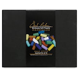 Richeson Handmade Soft Pastels - Assorted Colors, Set of 24, Half Stick (front of packaging)
