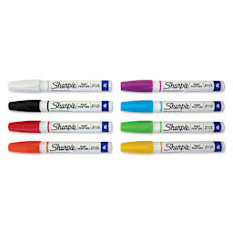 Sharpie Oil-Based Paint Marker - Assorted Colors, Medium Point, Set of 8, laid out with caps on