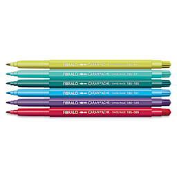 Caran d'Ache Fibralo Water-Soluble Markers - Set of 6, Kawaii Funny Monsters, contents