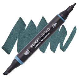 Blick Studio Alcohol Art Marker - 017 Dark Teal, swatch and marker