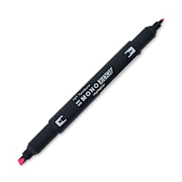 Tombow Mono Edge Highlighters - Single Highlighter shown with both tips uncapped, at angle
