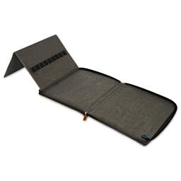 Speedball Sketchbook Travel Case - Olive Brown, Large, case opened showing inside
