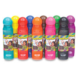Crafty Dab Poster Paint - Components of 10 pc Set shown in staggered row