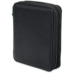 Speedball Classic Leather Pencil Case - Smooth Black, for 72 Pencils
