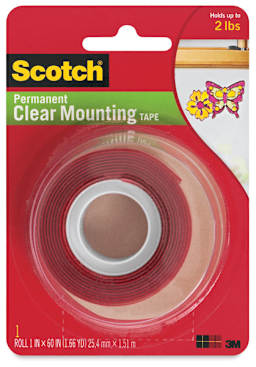 Scotch Clear Permanent Mounting Tape - Front of blister package showing tape