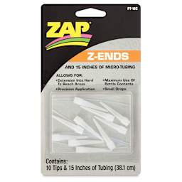 Zap Z-Ends CA Glue Bottle Extender Tips and Micro-Tubing - Pkg of 10, front of the packaging