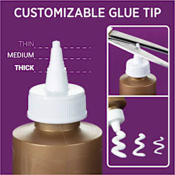 Customizable glue tip: thin, medium, thick.