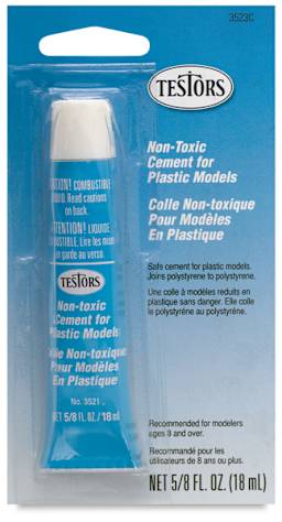 Testors Plastic Hobby Glues - Front of blister package of Non-Toxic Cement