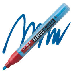 Amsterdam Acrylic Marker - Brilliant Blue, 4 mm marker and swatch