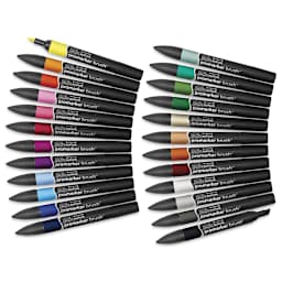 Winsor & Newton Promarker Brush Markers - Student Designer Colors, Set of 24 (markers out of package)
