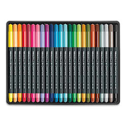 Caran d'Ache Fibralo Brush Markers - Set of 24 showing included contents