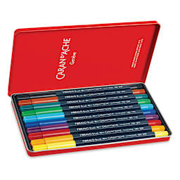 Caran d'Ache Fibralo Brush Marker Sets - Set of 10 markers shown in storage tin
