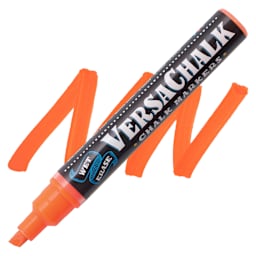 VersaChalk Wet Erase Liquid Chalk Marker - Neon Orange, 5 mm, swatch and marker