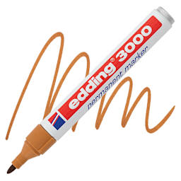 Edding Permanent Marker - Ochre, 3000, Bullet Nib marker and swatch