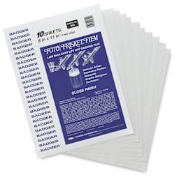 Gloss Foto/Frisket Film - Package of 10 sheets shown fanned