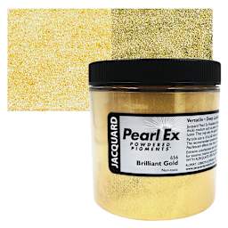 Jacquard Pearl-Ex Pigment - 4 oz, Brilliant Gold, Jar and swatch