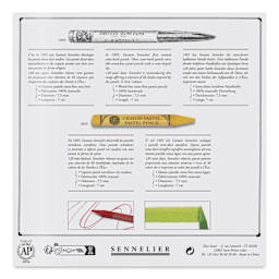 Sennelier Woodless Pastel Pencils - Set of 48, Assorted, Half Sticks, back of packaging