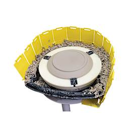 WiziWig Tools Clay Shield - Top view of shield on wheel, no splash pan