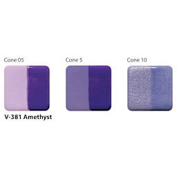 Amaco Lead-Free Velvet Underglaze - Amethyst, 2 oz cone 05, cone 5, and cone 10 comparison
