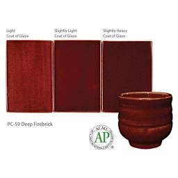 Deep Firebrick Amaco Potter's Choice Glaze - Light coat of glaze; Slightly light coat of glaze; and Slightly heavy coat of glaze.
