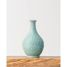 Blue Stone Amaco Potter's Choice Glaze applied to a vase.