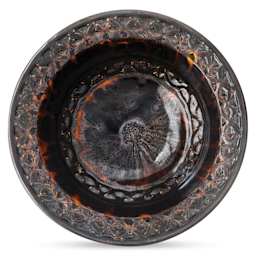 Amaco Potter's Choice Glaze - Aventurtine applied to a bowl with a decorative edge