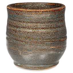 Amaco Potter's Choice Glaze - Cosmic Gold Dust fired to cone 5 oxidation applied to upright vessel