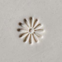 MKM Pottery Tools Small Round Stamp - SCS-004, Daisy applied to clay