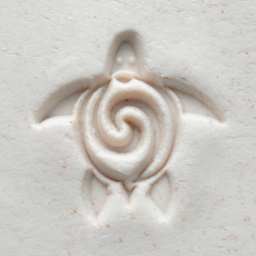 MKM Pottery Tools Medium Round Stamp - SCM-017, Sea Turtle applied to clay