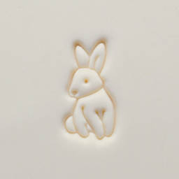 MKM Pottery Tools Medium Round Stamp - SCM-304, Bunny Rabbit applied to clay