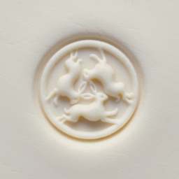 MKM Pottery Tools Medium Round Stamp - SCM-308, Three Hares applied to clay