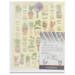 Elan Transfers Overglaze Decal Sheet - Potted Plants w/ Brushes - front of packaging
