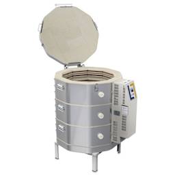 L&L eQuad Pro Production Kiln - eQ2327-3, Cone 10, 240V-1P, 56.0A, 22.3" Dia. x 27" D - left side