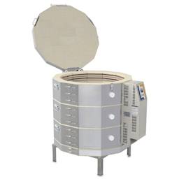 L&L eQuad Pro Production Kiln - eQ2827-3, Cone 10, 240V-1P, 62.3A, 28" Dia. x 27" D - left side