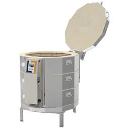 L&L eQuad Pro Production Kiln - eQ2827-3, Cone 10, 240V-1P, 62.3A, 28" Dia. x 27" D